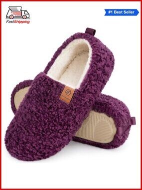 ✨EverFoams Women's Curly Faux Wool Slippers Memory Foam House Shoes